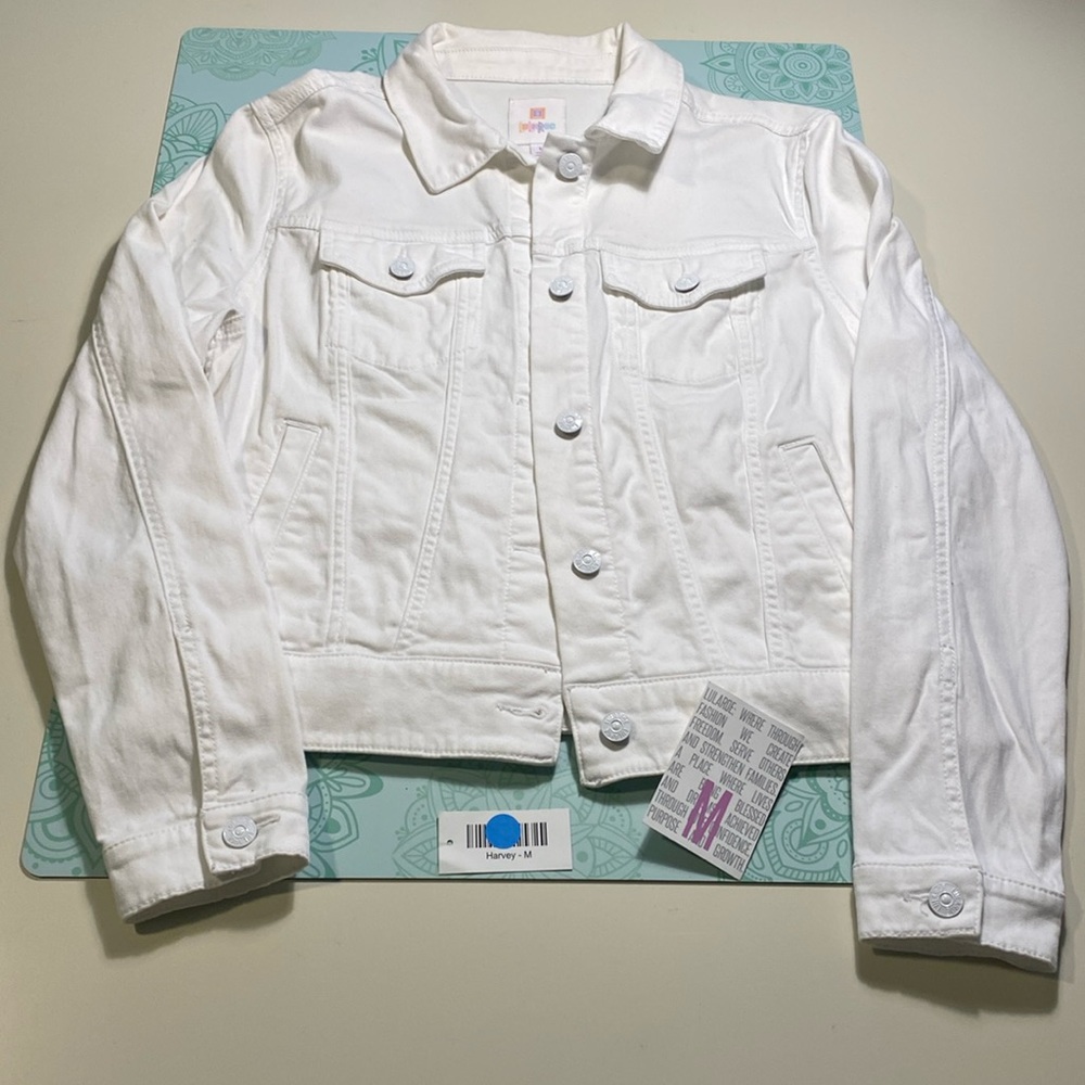Lularoe Harvey Jean Jacket - White - Size M - Like New